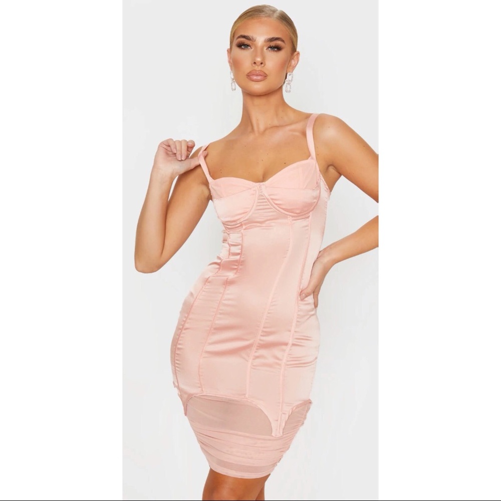 Satin Corset Mesh Dress